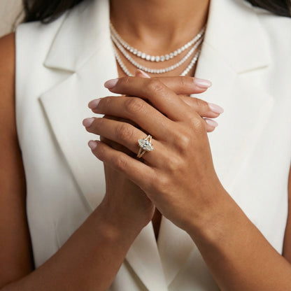 Marquise Cut Lab Grown Diamond Solitaire Engagement Ring with Pave Split Shank in Yellow Gold