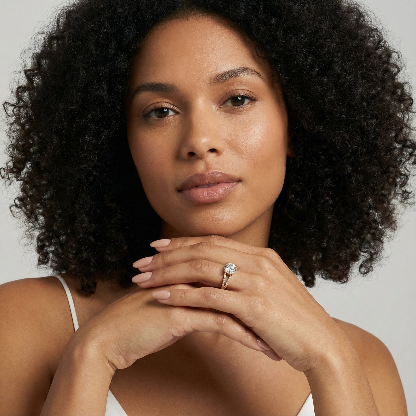 Round Cut Lab Grown Diamond Solitaire Engagement Ring with Pavé Split Shank in Yellow Gold