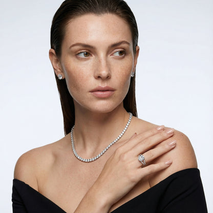 Cushion Cut Lab Grown Diamond Engagement Ring with Split Shank in Silver