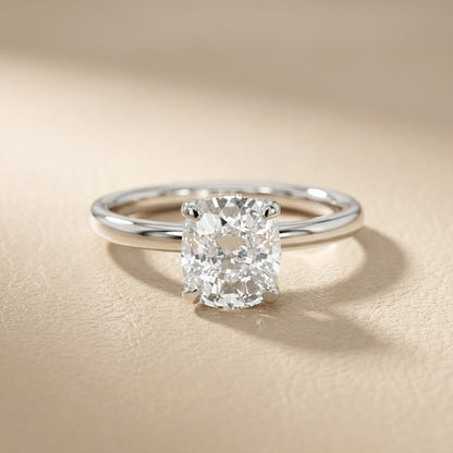 Cushion Cut Lab Grown Diamond Engagement Ring in Platinum solitaire style