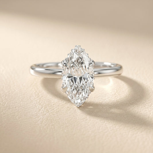 Charlotte Charm Marquise Cut Lab Grown Diamond Solitaire Engagement Ring in White Gold profile view
