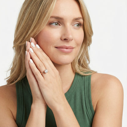 Round Cut Lab Grown Diamond Solitaire Engagement Ring with Hidden Halo in Rose Gold