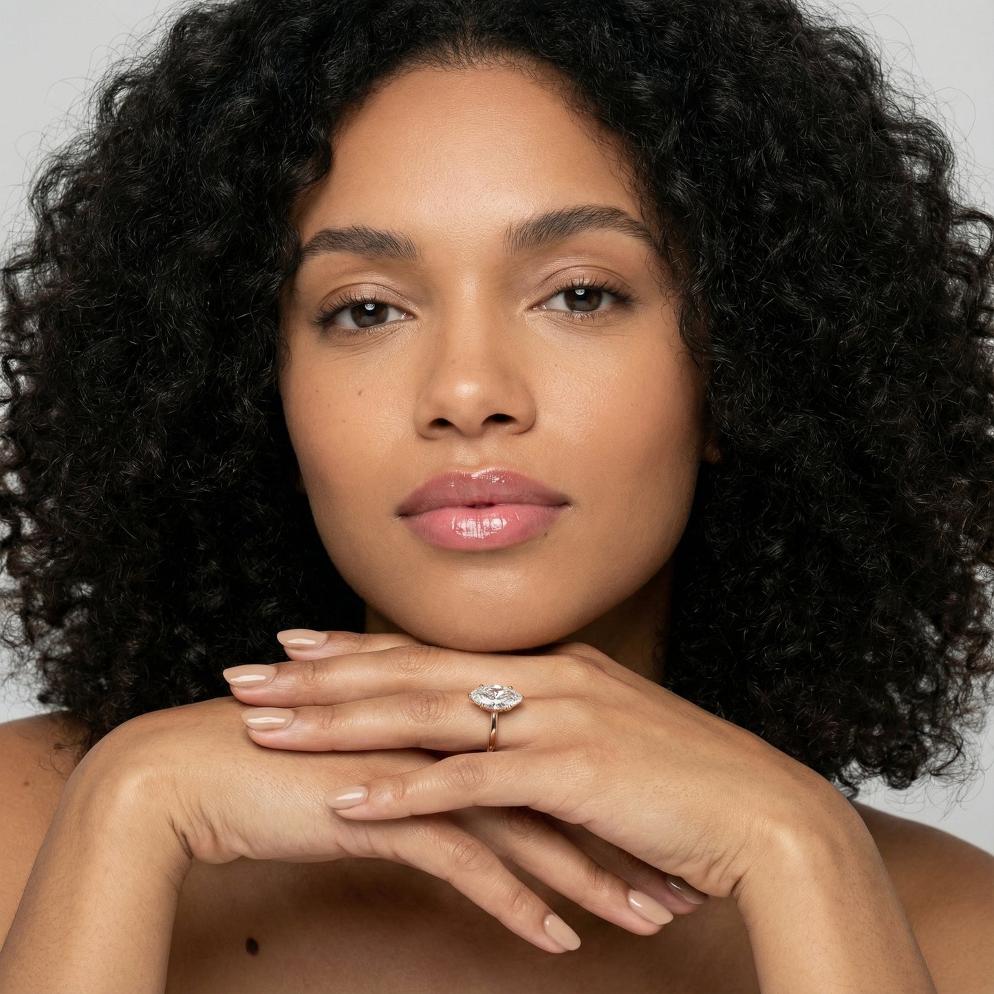 Charlotte Charm Marquise Cut Lab Grown Diamond Solitaire Engagement Ring in Rose Gold showing hidden accents