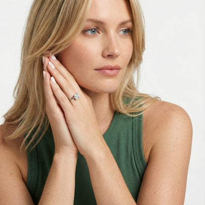 Asscher Cut Lab Grown Diamond Engagement Ring in Platinum showing side profile