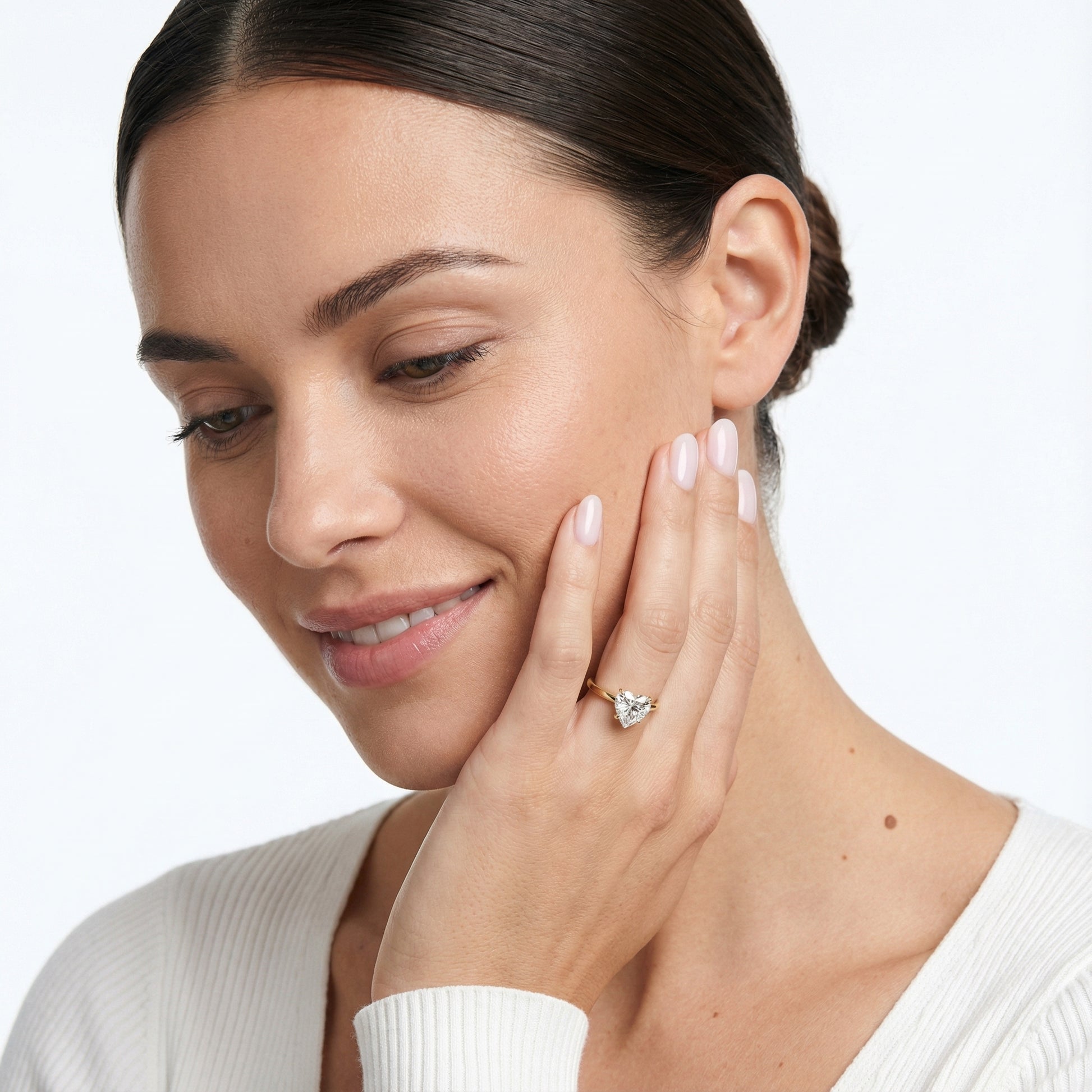 Yellow Gold Heart Cut Lab Grown Diamond Solitaire Engagement Ring