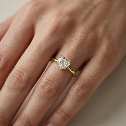 Yellow Gold Heart Cut Lab Grown Diamond Solitaire Engagement Ring