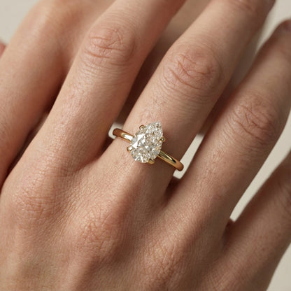 Pear Cut Lab Grown Diamond Solitaire Engagement Ring in Yellow Gold