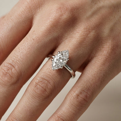 Charlotte Charm Marquise Cut Lab Grown Diamond Solitaire Engagement Ring in White Gold profile view