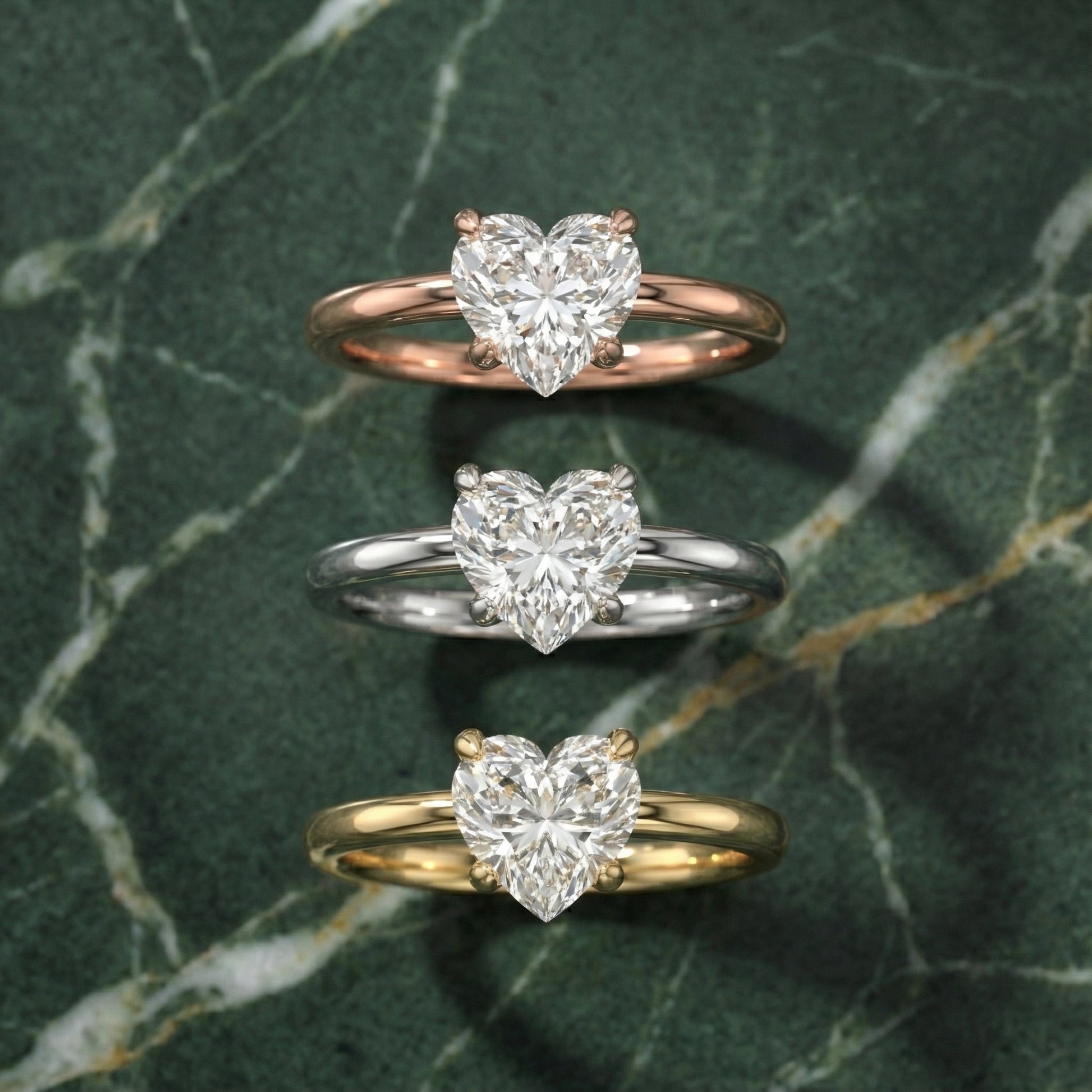 Yellow Gold Heart Cut Lab Grown Diamond Solitaire Engagement Ring