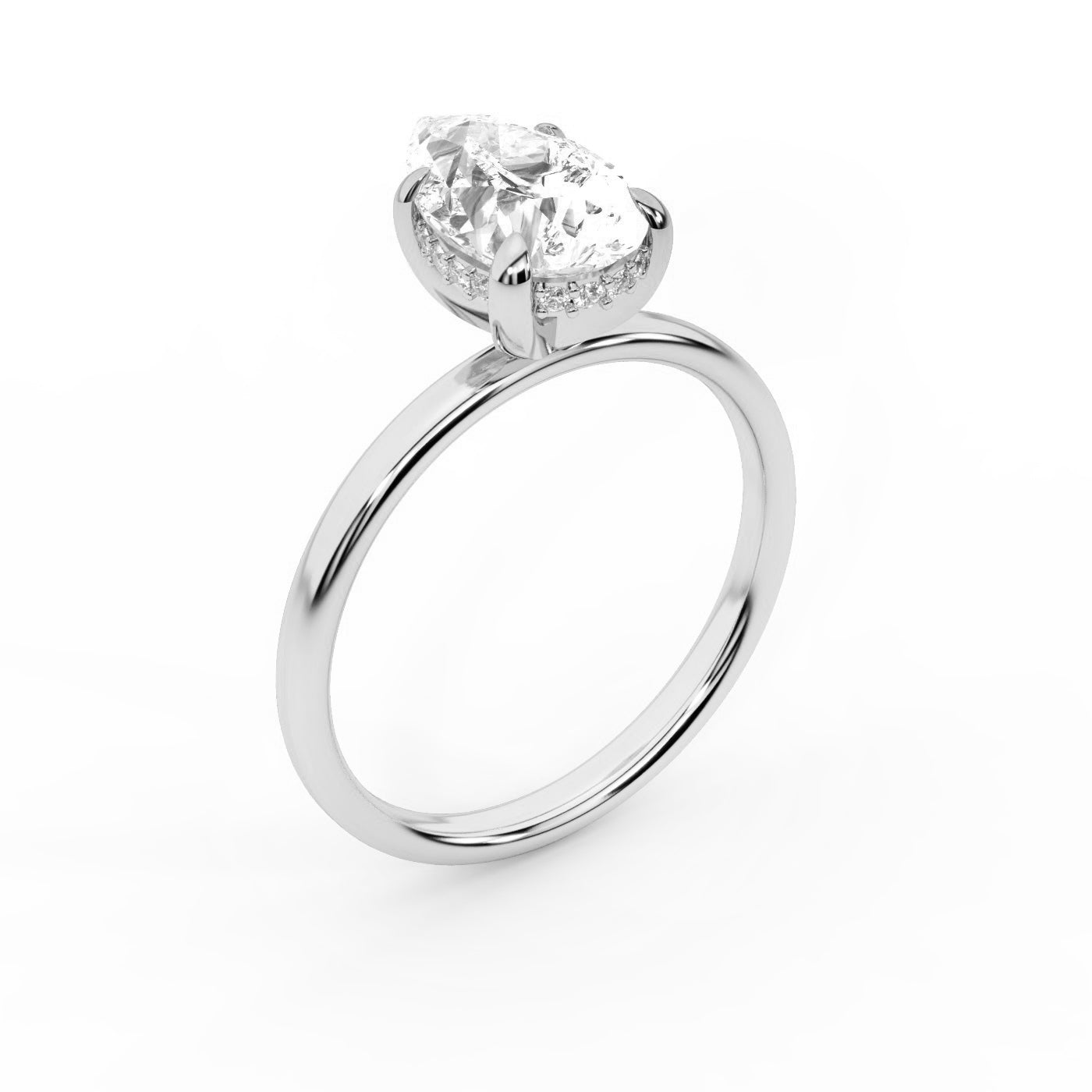 Pear Cut Lab Grown Diamond Solitaire Engagement Ring in White Gold