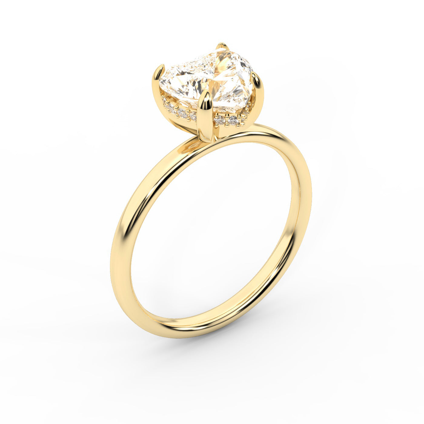 Yellow Gold Heart Cut Lab Grown Diamond Solitaire Engagement Ring