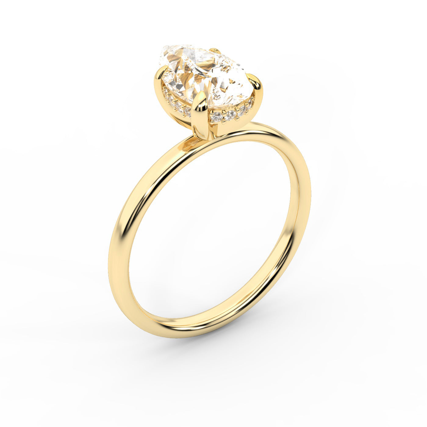 Pear Cut Lab Grown Diamond Solitaire Engagement Ring in Yellow Gold