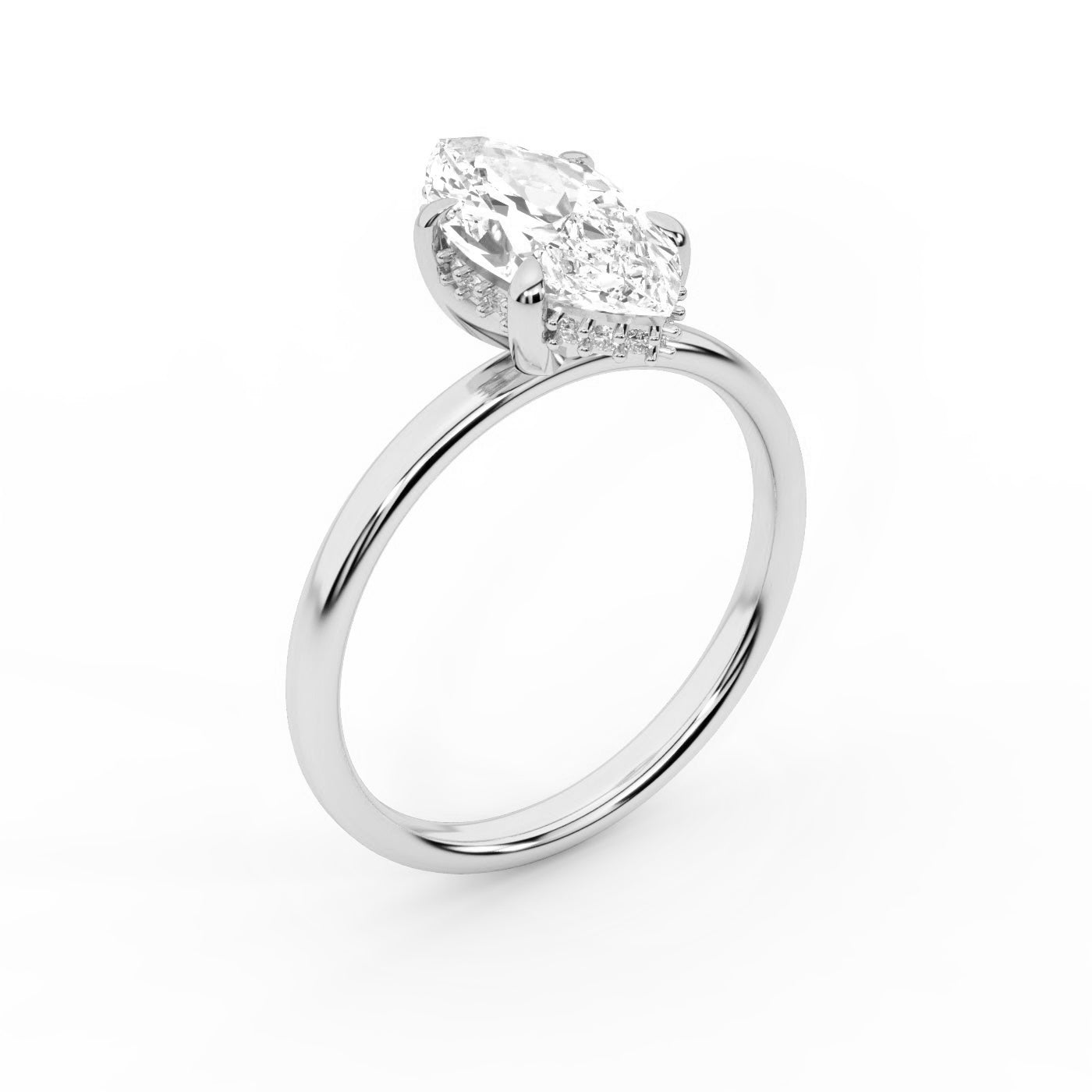Charlotte Charm Marquise Cut Lab Grown Diamond Solitaire Engagement Ring in White Gold profile view