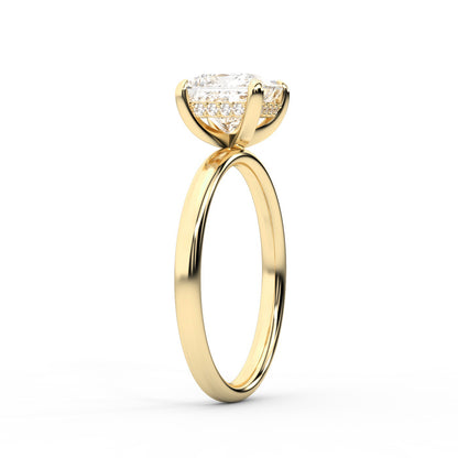 Princess Cut Lab Grown Diamond Engagement Ring in Yellow Gold with four prong setting