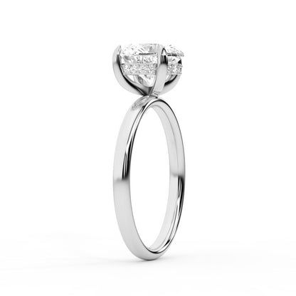 Heart Cut Lab Grown Diamond Solitaire Engagement Ring in Silver with hidden halo detail