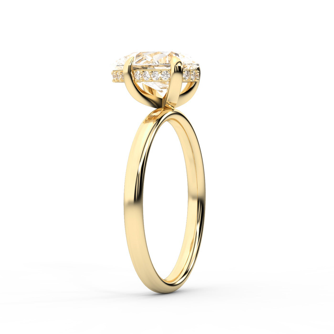 Pear Cut Lab Grown Diamond Solitaire Engagement Ring in Yellow Gold