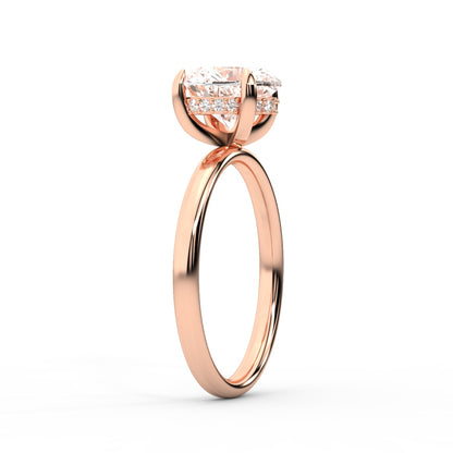 Rose Gold Heart Cut Lab Grown Diamond Solitaire Engagement Ring showing hidden accents