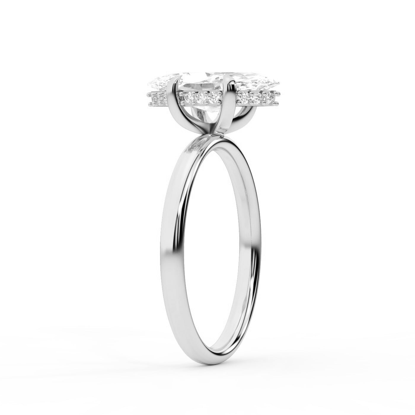 Charlotte Charm Marquise Cut Lab Grown Diamond Solitaire Engagement Ring in White Gold profile view