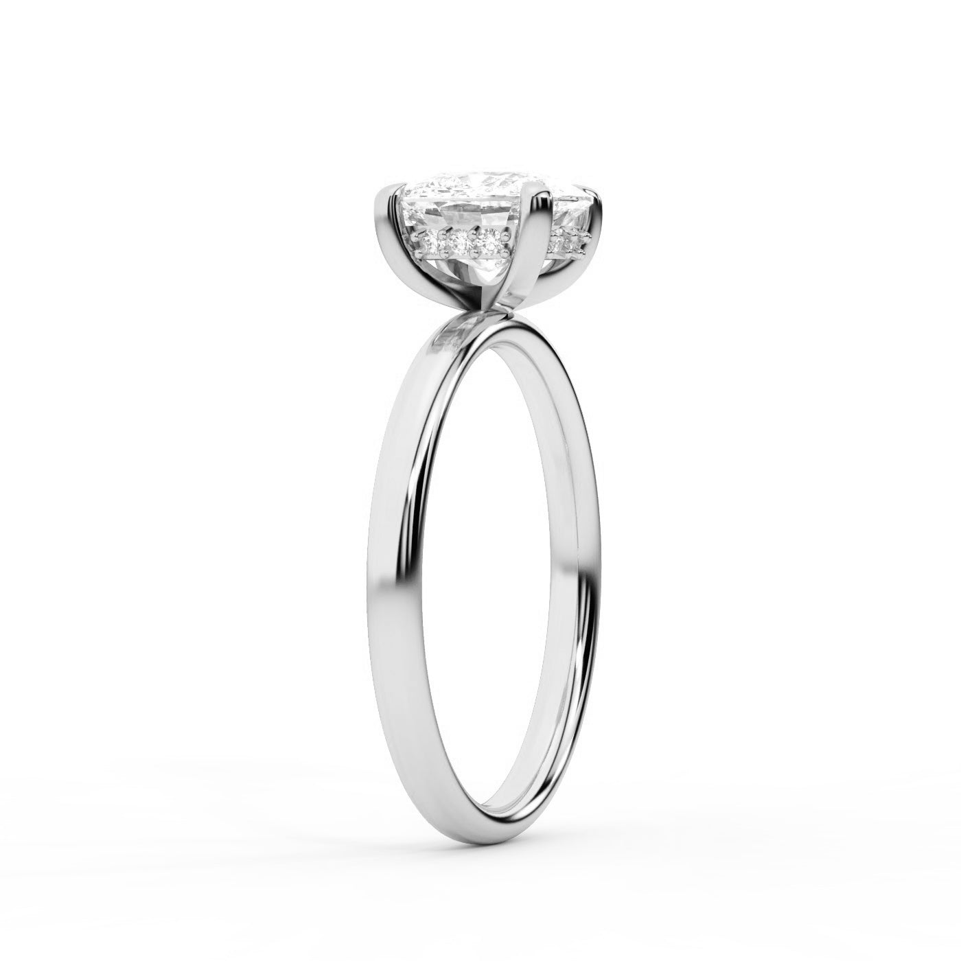 Cushion Cut Lab Grown Diamond Engagement Ring in White Gold solitaire setting