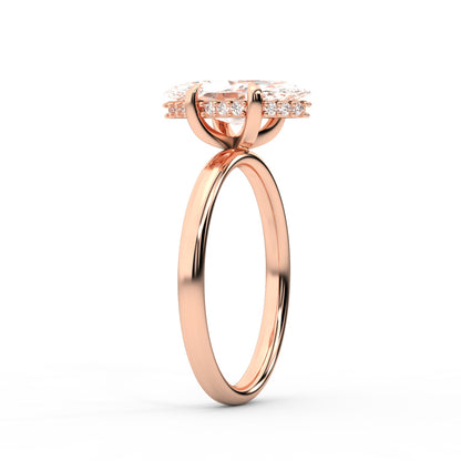 Charlotte Charm Marquise Cut Lab Grown Diamond Solitaire Engagement Ring in Rose Gold showing hidden accents