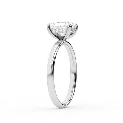 Charlotte Charm Radiant Cut Lab Grown Diamond Solitaire Engagement Ring in Platinum showing hidden details under the center stone.