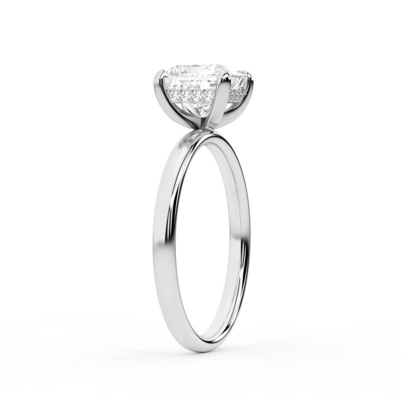 Princess Cut Lab Grown Diamond Engagement Ring in Platinum showing shank and setting