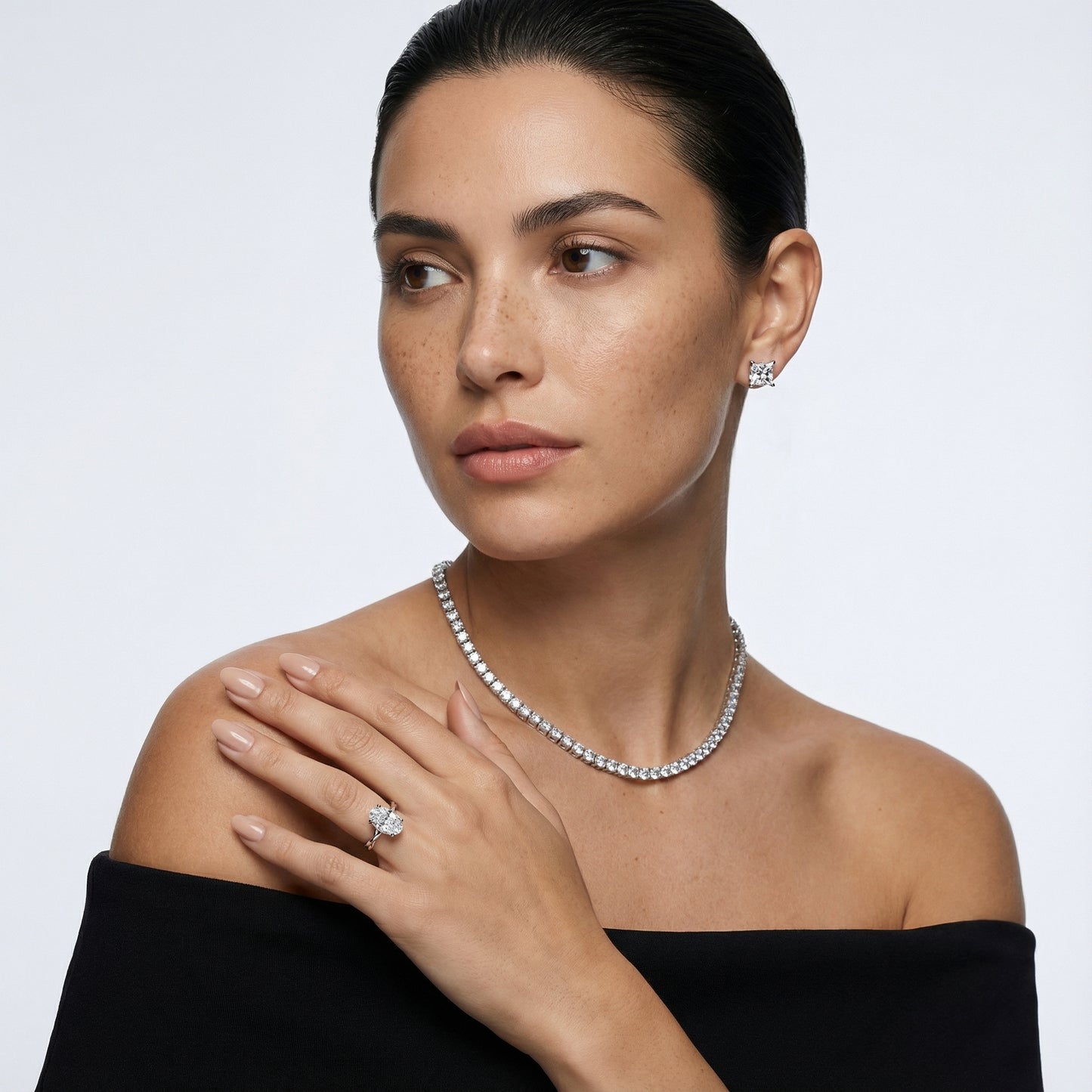 Oval Cut Lab Grown Diamond Engagement Ring in White Gold with twisted shank