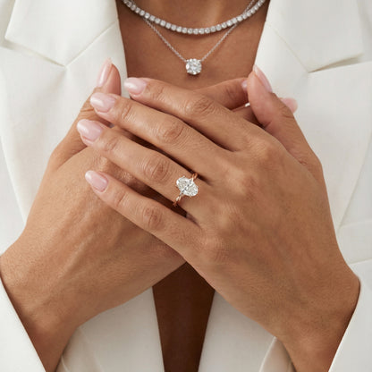 Oval Cut Lab Grown Diamond Engagement Ring in Rose Gold with twisted shank