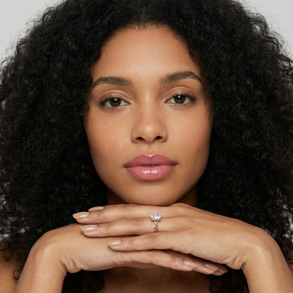 Radiant Cut Lab Grown Diamond Solitaire Engagement Ring in Rose Gold with Twisted Band