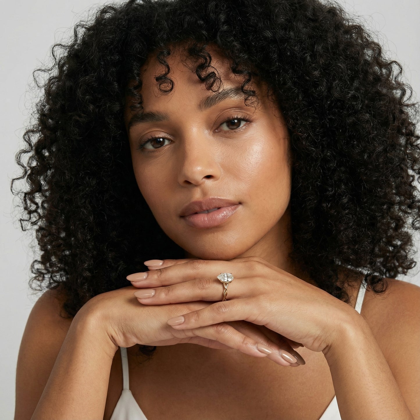 Pear Cut Lab Grown Diamond Solitaire Engagement Ring with Twisted Shank in Yellow Gold