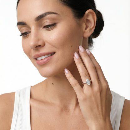 Celeste Grace Marquise Cut Lab Grown Diamond Solitaire Engagement Ring with Twisted Shank in Platinum