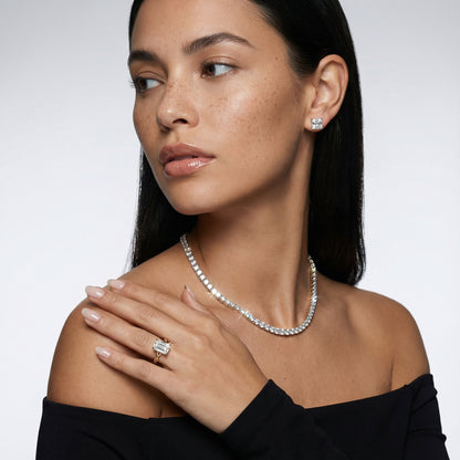 Emerald Cut Lab Grown Diamond Engagement Ring with Twisted Shank in Yellow Gold