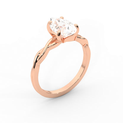 Pear Cut Lab Grown Diamond Solitaire Engagement Ring with Twisted Shank in Rose Gold