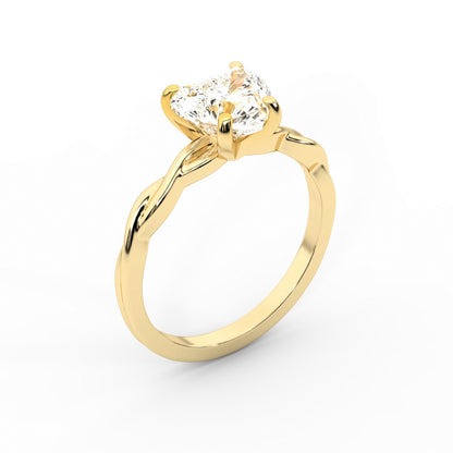 Celeste Grace Heart Cut Lab Grown Diamond Solitaire Engagement Ring in Yellow Gold with twisted shank