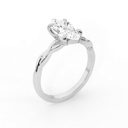 Celeste Grace Marquise Cut Lab Grown Diamond Solitaire Engagement Ring with Twisted Shank in Silver