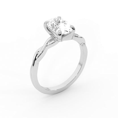 Oval Cut Lab Grown Diamond Engagement Ring in Platinum with twisted shank