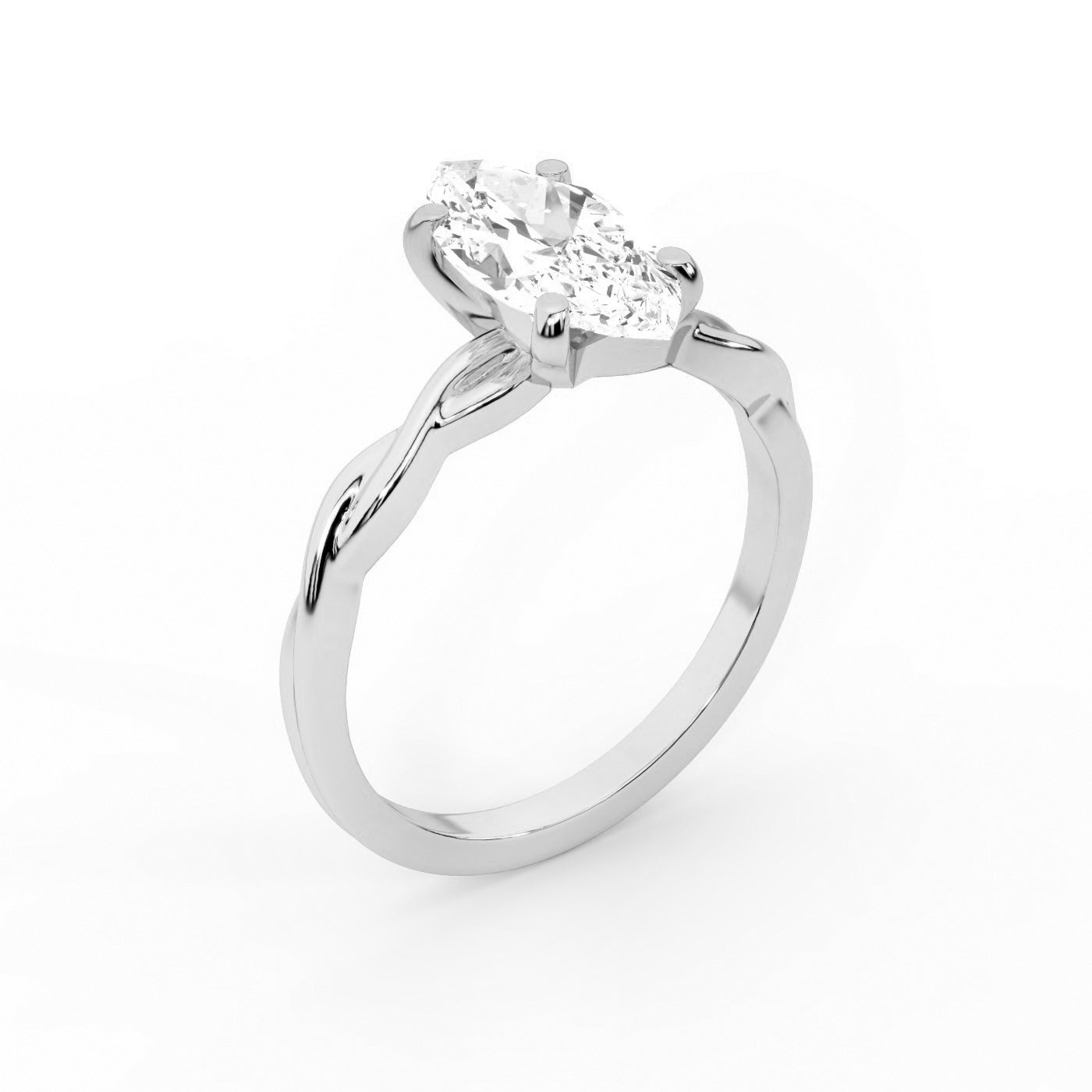 Celeste Grace Marquise Cut Lab Grown Diamond Solitaire Engagement Ring with Twisted Shank in Platinum