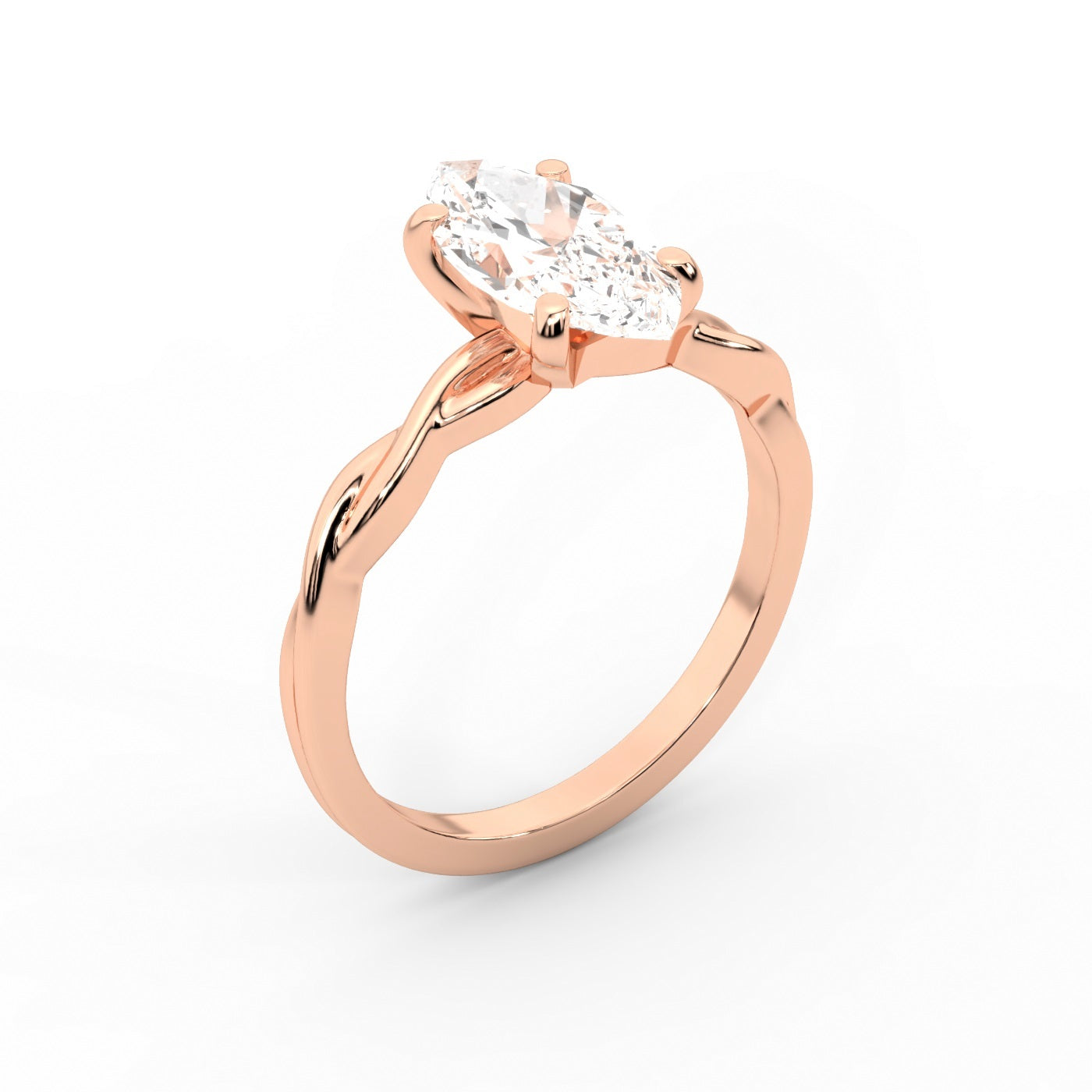 Celeste Grace Marquise Cut Lab Grown Diamond Solitaire Engagement Ring with Twisted Shank in Rose Gold