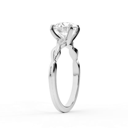 Round Cut Lab Grown Diamond Solitaire Engagement Ring with Twisted Shank in White Gold