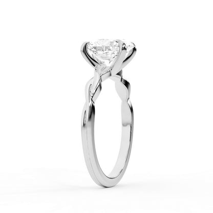 Oval Cut Lab Grown Diamond Engagement Ring in Platinum with twisted shank