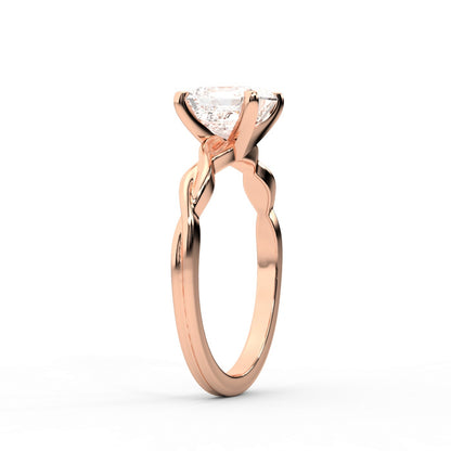 Asscher Cut Lab Grown Diamond Solitaire Engagement Ring with Twisted Band in Rose Gold