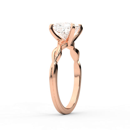 Princess Cut Lab Grown Diamond Engagement Ring with Twisted Shank in Rose Gold