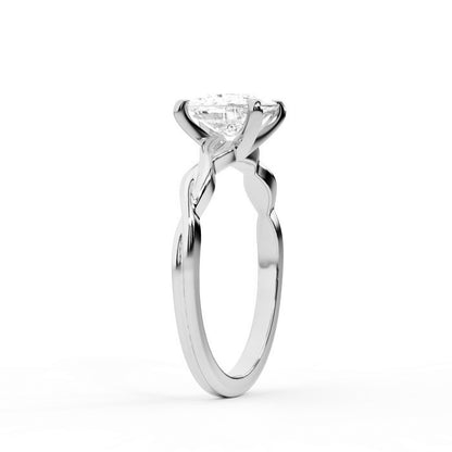 Cushion Cut Lab Grown Diamond Engagement Ring in Silver with Twisted Shank