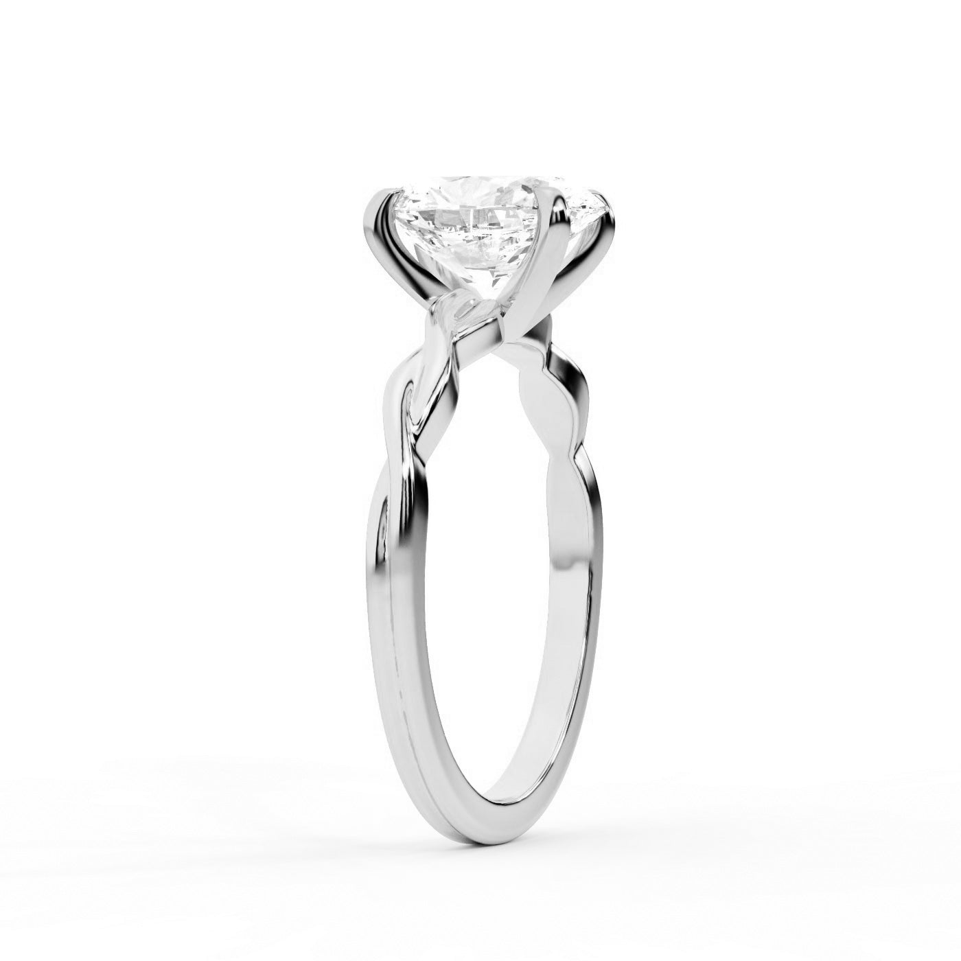 Oval Cut Lab Grown Diamond Engagement Ring in Silver with twisted shank