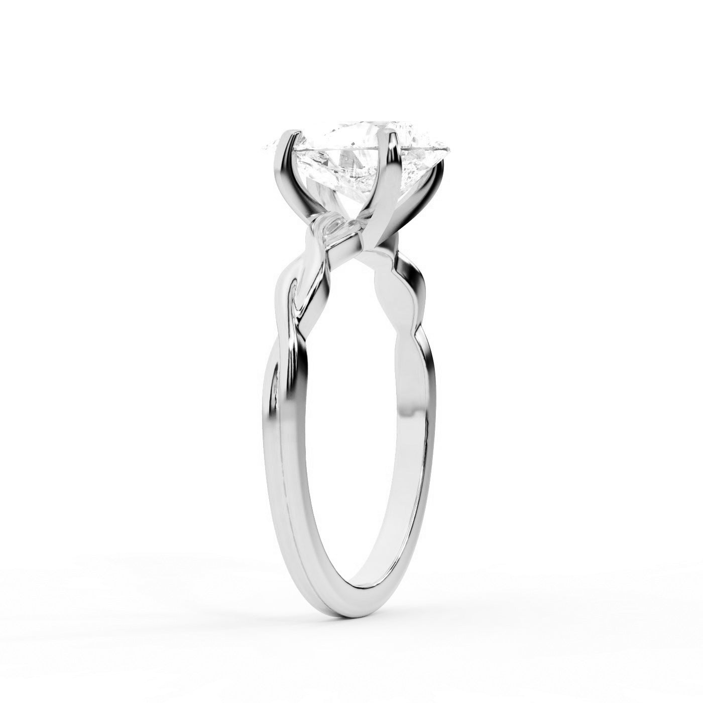 Pear Cut Lab Grown Diamond Solitaire Engagement Ring with Twisted Shank in Platinum