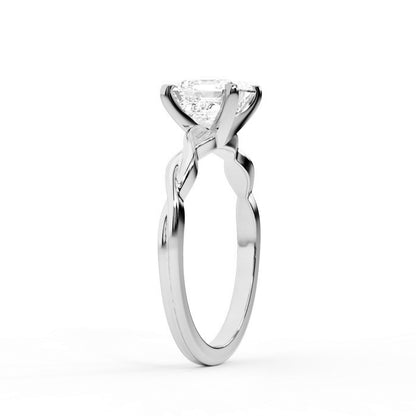 Asscher Cut Lab Grown Diamond Solitaire Engagement Ring with Twisted Band in Platinum