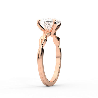 Celeste Grace Heart Cut Lab Grown Diamond Solitaire Engagement Ring in Rose Gold with twisted shank