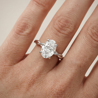 Oval Cut Lab Grown Diamond Ring in White Gold