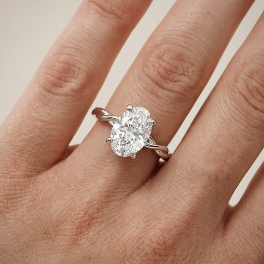 Oval Cut Lab Grown Diamond Ring in White Gold