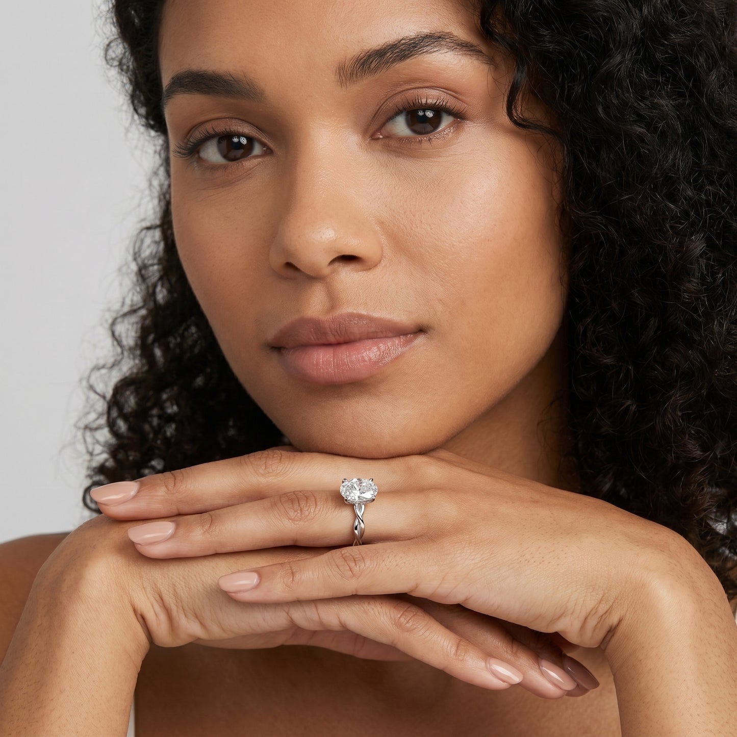 Oval Cut Lab Grown Diamond Ring in White Gold